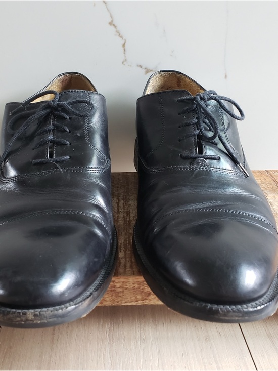 Men\'s Black Leather Lace-Up Dress Shoes Made in Italy Size 9.5 main image 4
